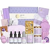 Valentines Day Gifts for Women, 30Pcs Skin Care Set, Bath & Body Gift Set, Face Cream, Essential Oil, Scented Candle, Serum, Lavender Scented, Spa Birthday Gifts, Mother's Day Gift, Christmas