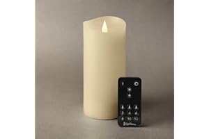 Softflame Flameless LED Candles with Remote Control, 3"x 7"Flickering 3D Moving Flame Battery Operated Candles in Real Wax Shell for Indoor Use, Home Decor Ivory