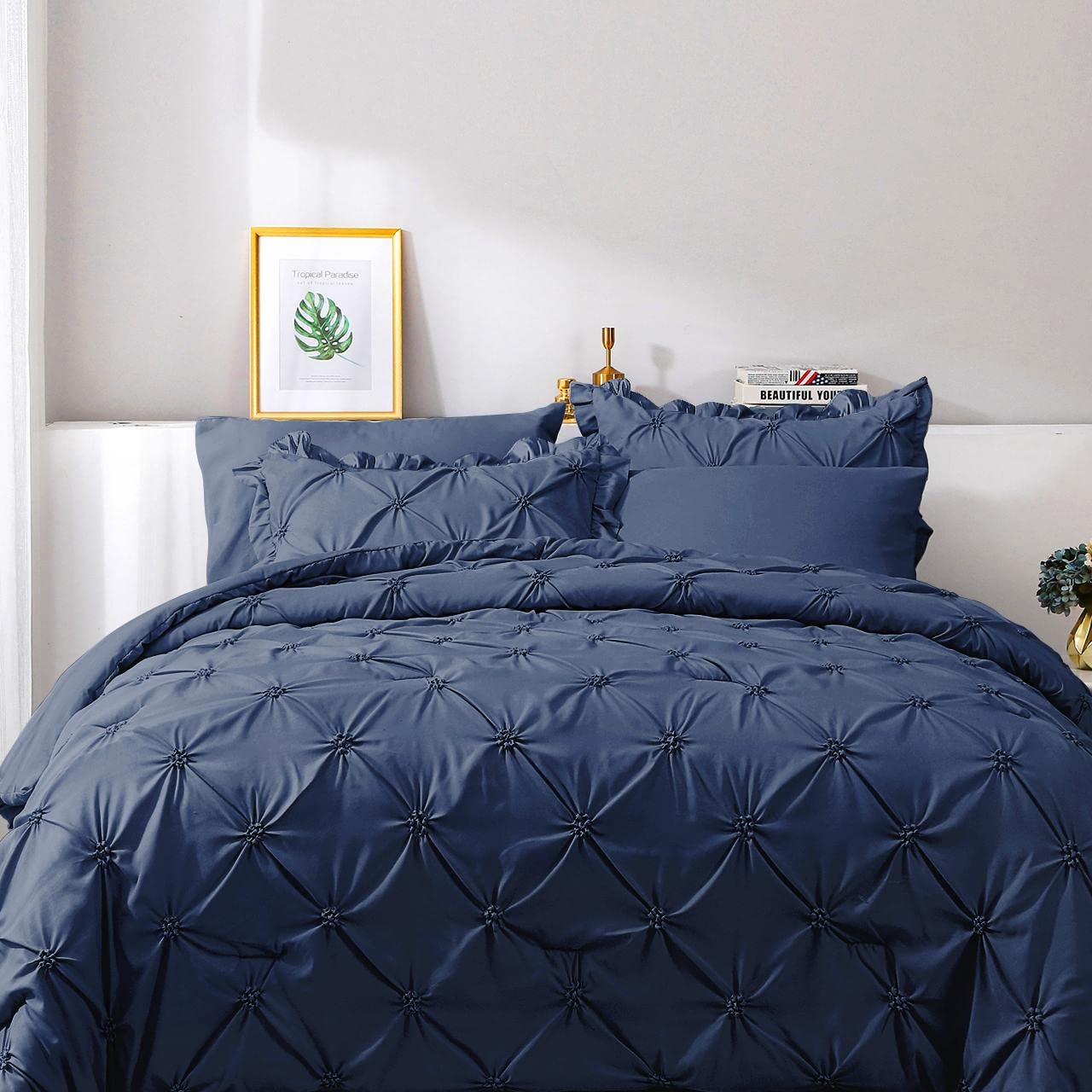 JOLLYVOGUE Navy Blue Twin Size Comforter Sets 5