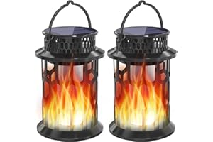 Aityvert Solar Outdoor Lanterns, Flickering Flame Solar LED Lights Outdoor Waterproof Solar Lanterns for Garden, Patio, Yard, Pathway 2 Pcak