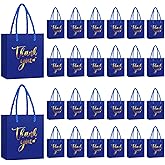 Honoson 60 Pcs Mini Thank You Gift Bag with Handle Bulk 4 x 2.75 x 4.5'' Small Paper Foil Bag for Wedding Gift Wrapping Birthday Party(Royal Blue)