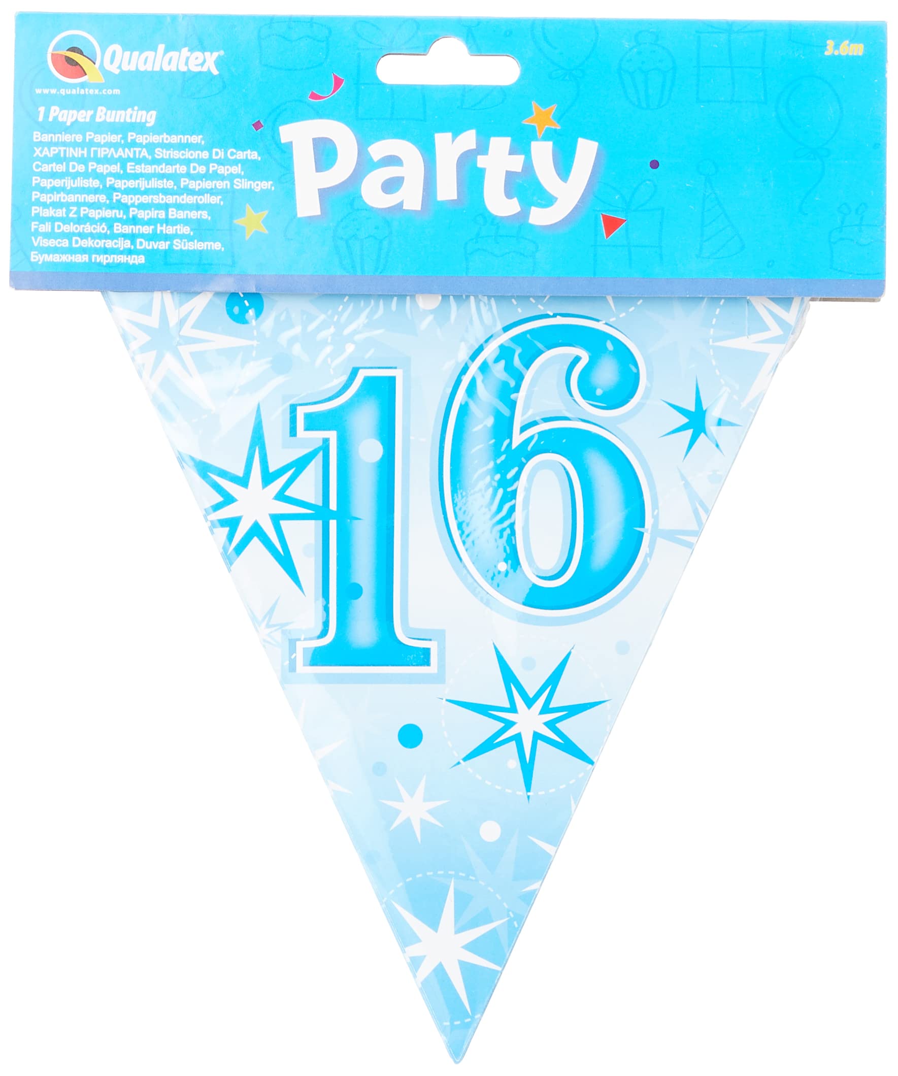 Pioneer Party 45586 Party Banner, Blue, 16th Sparkle Bunting