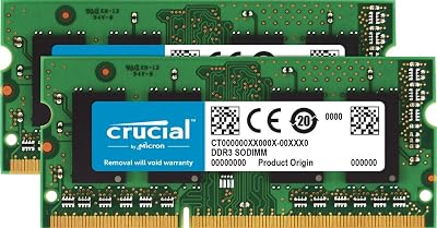 Crucial RAM 8GB (2x4GB) DDR3 1600MHz CL11 SODIMM Laptop Memory PC3-12800 1.35V