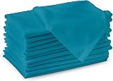 Encasa XO Azul Blue Cloth Napkins Set of 12 17x17 in Cotton Dinner Napkins