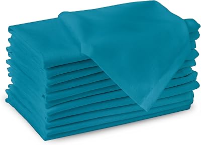 Encasa XO Azul Blue Cloth Napkins Set of 12 17x17 in Cotton Dinner Napkins