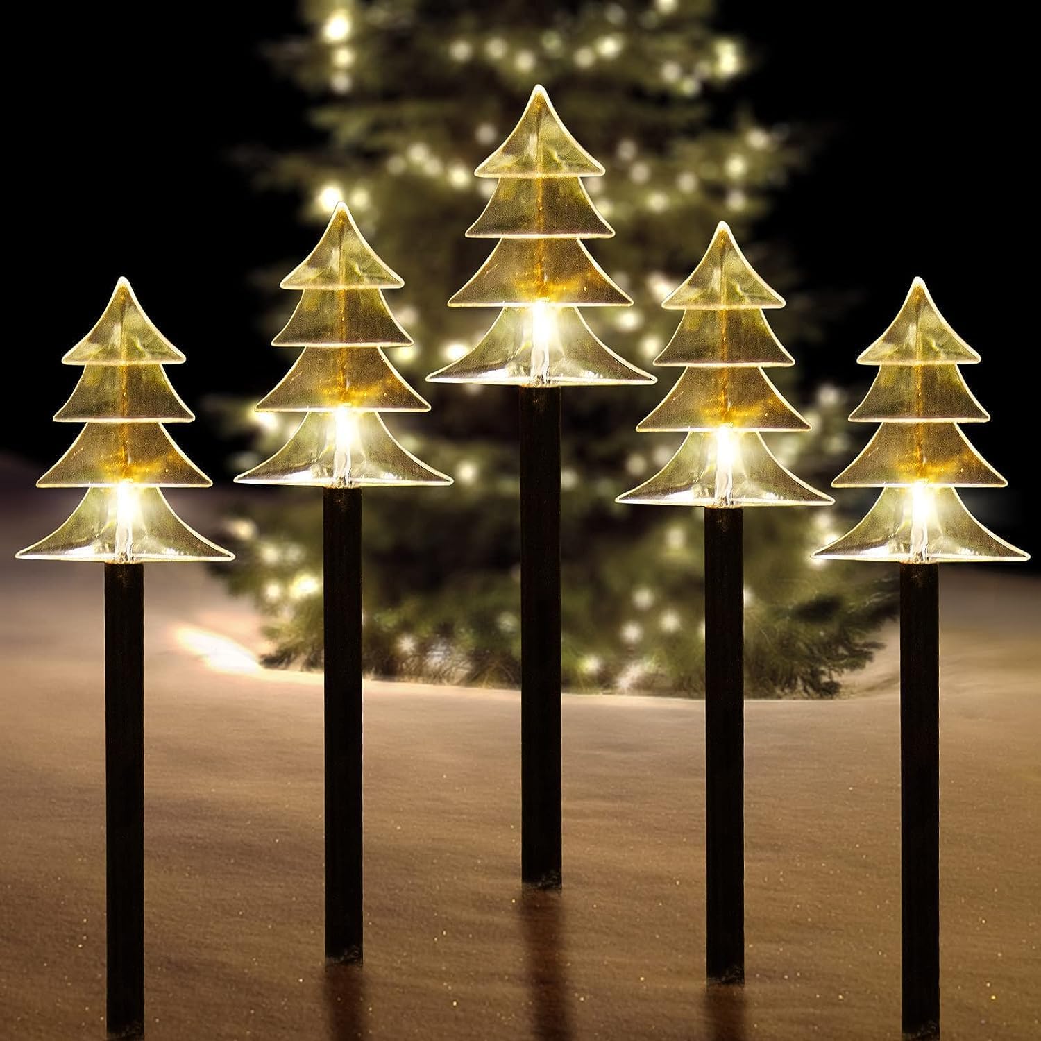 Lighting - Christmas Solar Stake Lights, Set of 5 Waterproof Landscape Christmas Lights, Pathway Christmas Decorations, LED Lights for Yard Lawn Patio Walkway Decor (Tree)
