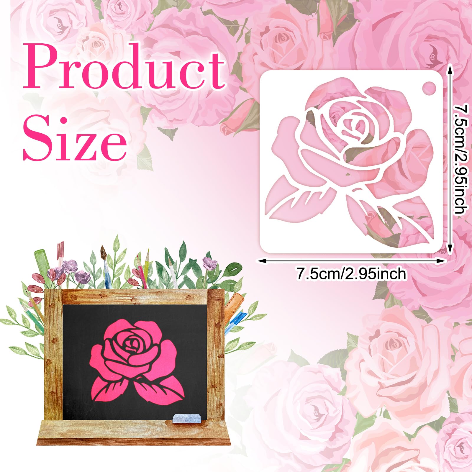 Floral Stencils for Painting, Ymapinc 20 Pcs 2.95 Inch Flower Stencils for Crafts Rock Painting Stencils Plastic Reusable Stencils for Painting on Wood Wall Tile Home Decor, 584326_1_eHTn2hQHD