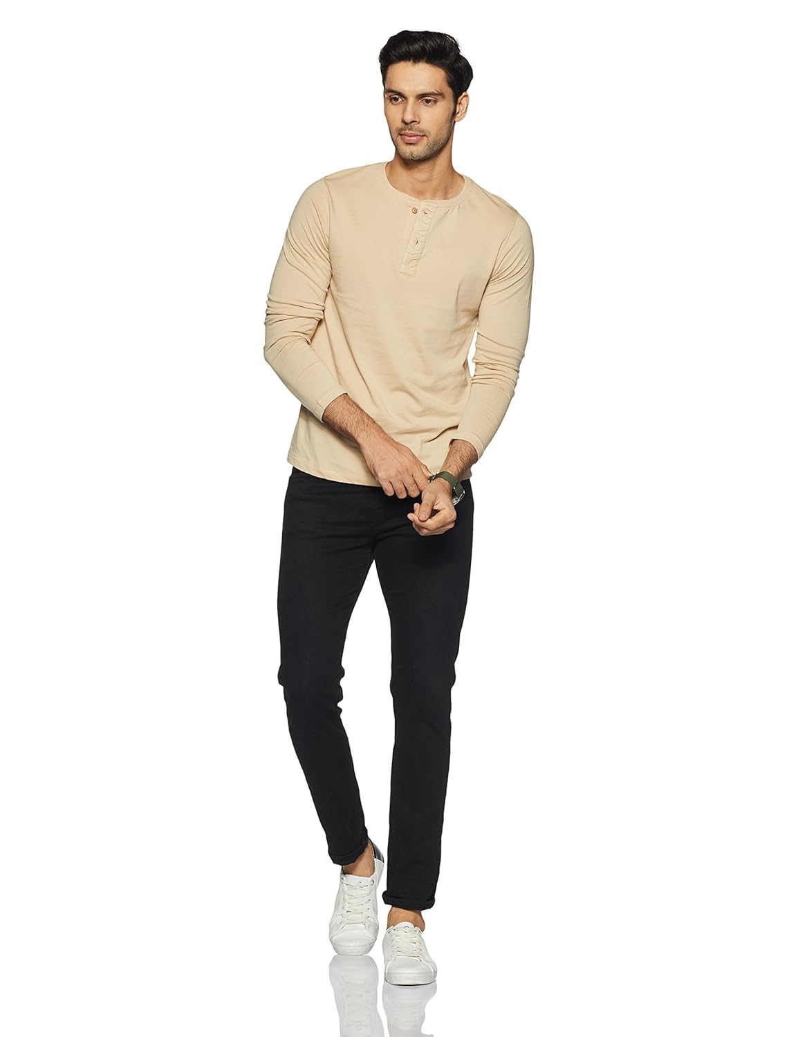 qube by fort collins men's solid regular fit t-shirt