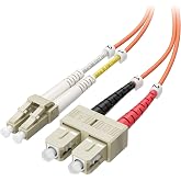 Cable Matters 10Gb OM1 SC to LC Plenum Fiber Optic Cable, 6.6ft / 2m | OFNP Plenum Fiber Cable, Multimode Duplex, 62.5/125&micro;m, LC to SC Patch Cord