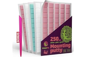 GreenFix Sticky Mounting Putty 250PCs - Colorful Sticky Tack Putty - Poster Putty Removable Reusable - Wall Sticky Putty for Poster Picture Hanging Crafts Classroom - Adhesive Mounting Putty Squares