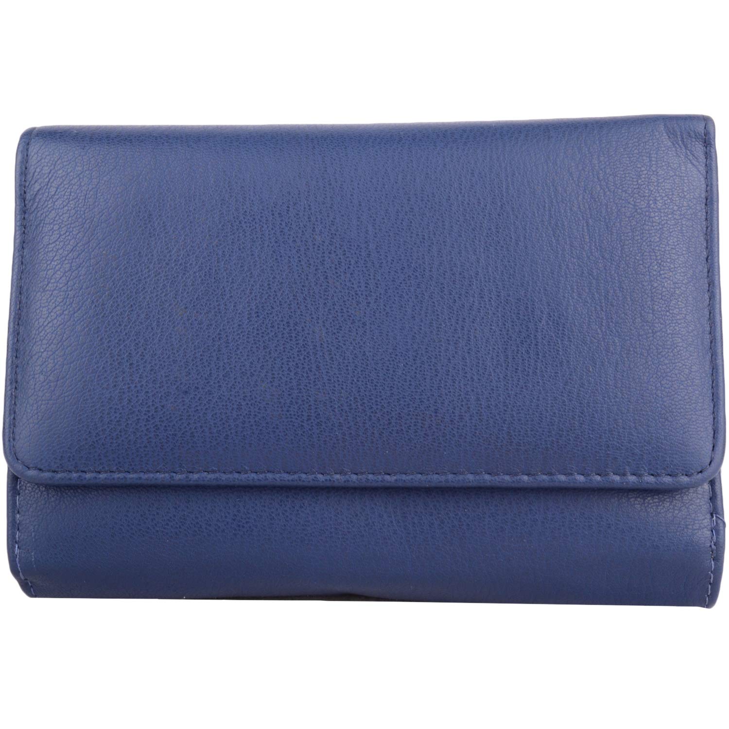 Womens Large Genuine Leather RFID Coin/Credit Card/Money Holder/Purse - Navy