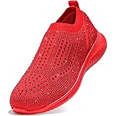SoleEase Women's Sparkly Rhinestone Shoes, Breathable & Lightweight Mesh Glitter Sneaker for Casual, Walking, Working, Shopping and More