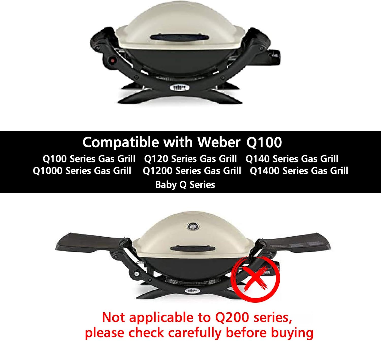 GFTIME 6558 32 x 21.8cm Cast Iron Grill Griddle for Weber Q100, Q120, Q140, Q1000, Q1200, Q1400, Baby Q Series grills - Image 3