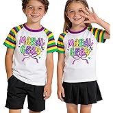 Kids Shirt Girls Boys Fat Tuesday Shirts New Orleans Carnival Party Mask Graphic Outfits (4-12Y)