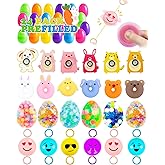 24 Pack Prefilled Easter Eggs, Plastic Easter Eggs with Toys Inside, Includes Rotating Balls, Fidget & Squishy Toys for Kids Egg Hunt, Basket Stuffers Fillers, Classroom Prize and Party Favors