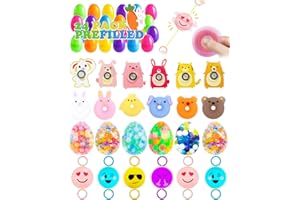 CUSPRTM 24 Pack Prefilled Easter Eggs, Plastic Easter Eggs with Toys Inside, Includes Rotating Balls, Fidget & Squishy Toys for Kids Egg Hunt, Basket Stuffers Fillers, Classroom Prize and Party Favors