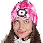 Tutuko Unisex LED Beanie with Light, USB Rechargeable Headlamp Knitted Winter Cap Gifts for Men Women Dad