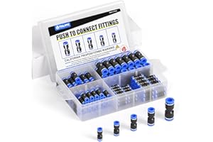 TAILONZ PNEUMATIC 50 pcs Straight Push Connectors Plastic Quick Release Connectors Air Line Fittings for 5/32 1/4 5/16 3/8 1/2Tube (2 Way)