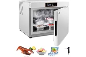 VEVOR 32L Blast Freezer, 4 Trays Commercial Freezers Flash,<-31~68°F> Mini Countertop Shock Frozen for Home, 360° Fan Cooling Batch Freeze, 304 Stainless Steel Blast Chiller for Seafood, Ice Cream