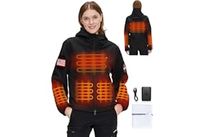 HEATIX Women’s Heated Jacket with 12V Battery Pack – 5 Heat Zones Softshell Heated Coat for Winter, Electric Heated Jacket Outdoor Hiking & Recreation for Women with Hood