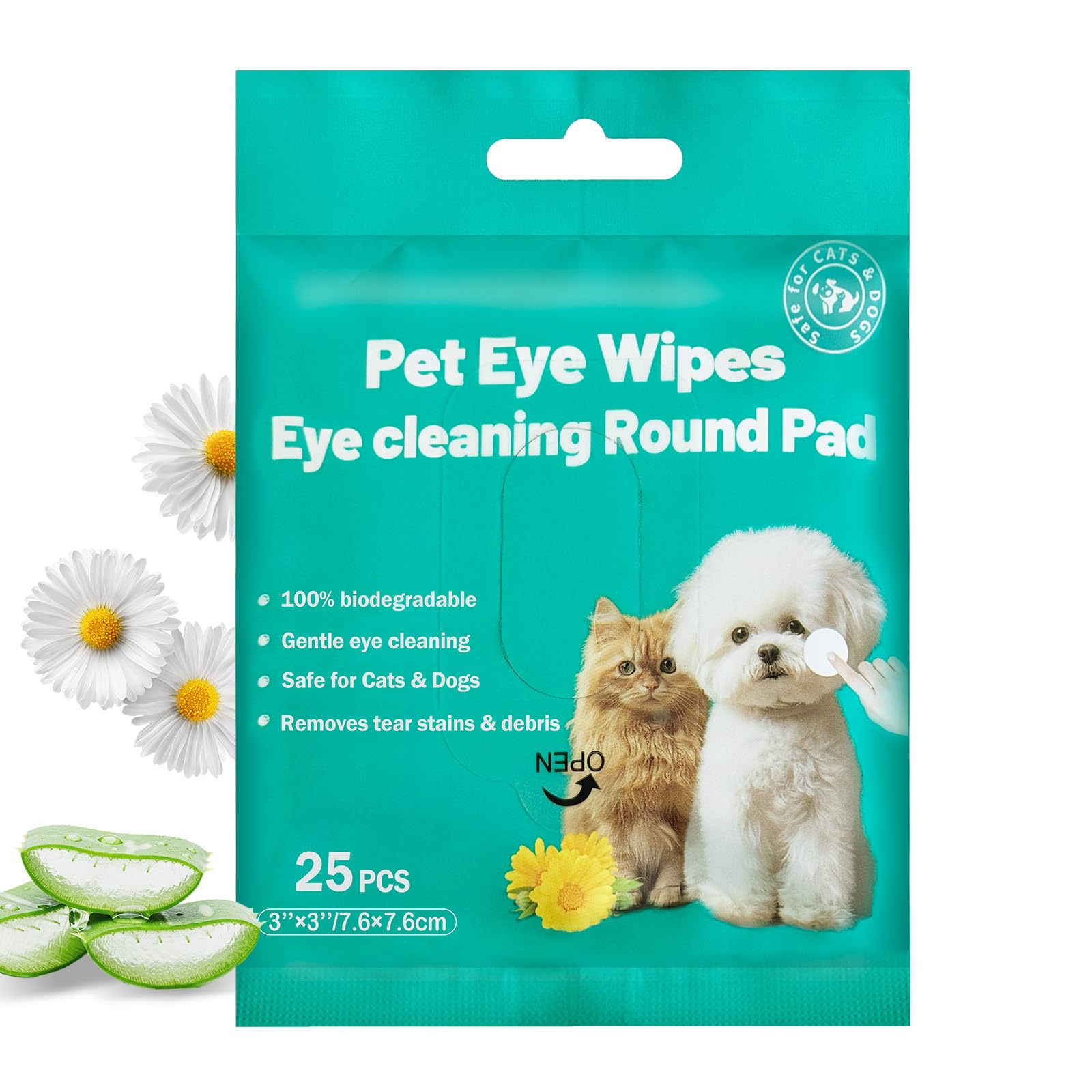 View 1 of ******* PACK OF 2****** Nurhome Eyes Wipes for Dogs & Cats Dog Cleaning Grooming Deodorizing Wipes Kit Wash Cleaner for Eyes Wrinkle Face Gently Remove Tear Stain Eye Debris 25pcs Unscented