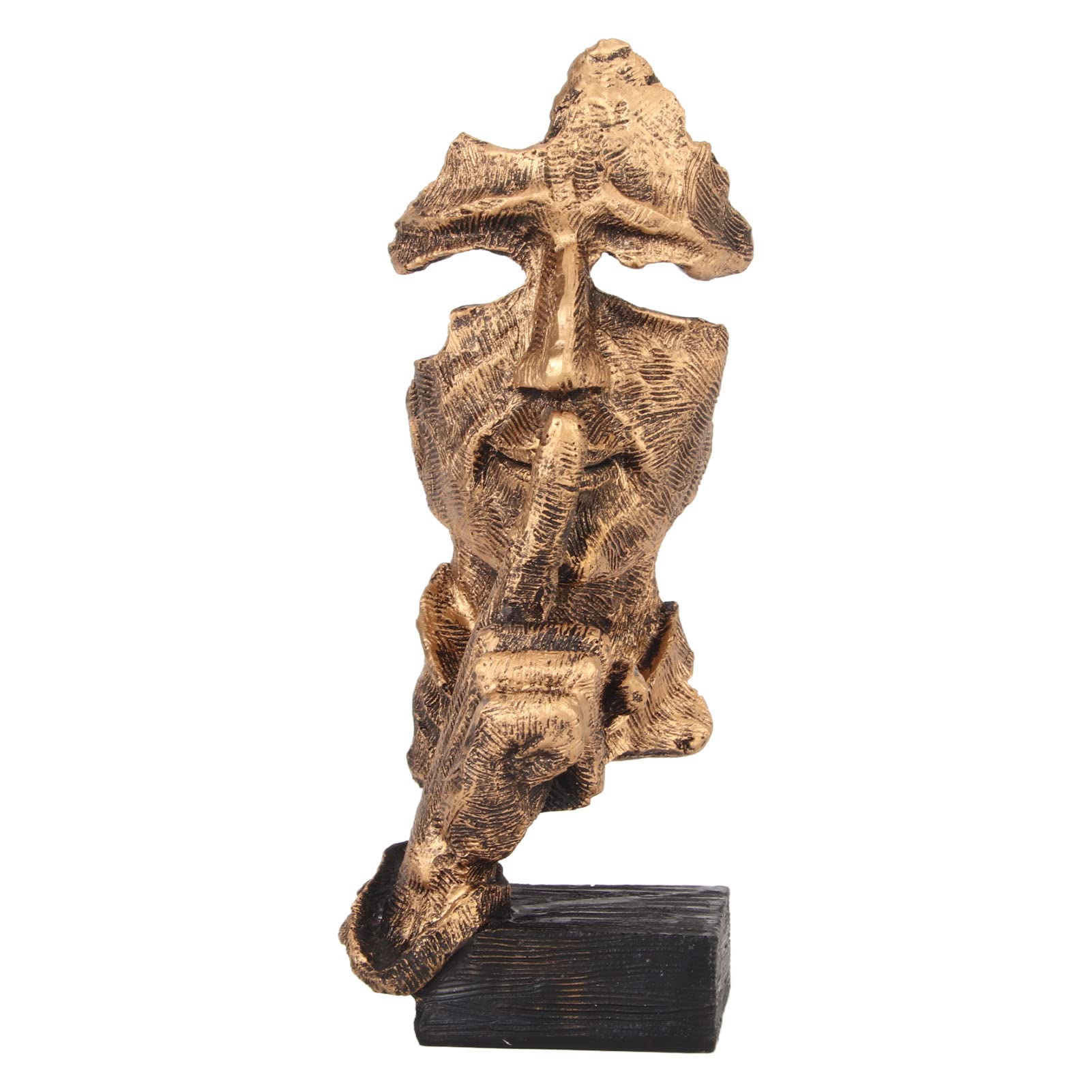 Fyearfly Silence is Gold Thinker Statue, Abstract Art Statue Keep Silent Man Figurine Modern Sculpture Decor for Entrance Bookshelf Home Office Library