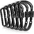Zalava 6pcs 2”D-Clip Durable Locking Carabiner Keychain Clip with Hook