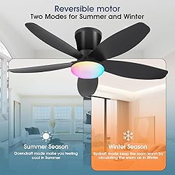 Surtime Flush Mount RGB Ceiling Fans with Lights-36