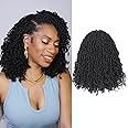 Toyotress Yanky Twist Crochet Hair - 12 Inch 8 Packs (30 Strands/Pcs) Fluffy Spring Mini Twist Short Bob Passion Twist, Natural Black Pre-Looped Crochet Braids Braiding Hair (12 Inch, 1B-8P)