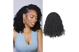 Toyotress Yanky Twist Crochet Hair - 12 Inch 8 Packs (30 Strands/Pcs) Fluffy Spring Mini Twist Short Bob Passion Twist, Natural Black Pre-Looped Crochet Braids Braiding Hair (12 Inch, 1B-8P)