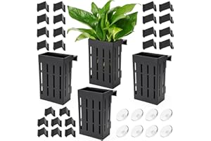 Upgraded Aquarium Plant Holder with Hooks and Suction Cups for Fish Tank Aquaponic Plants Cultivation and Aquascape Decoratio