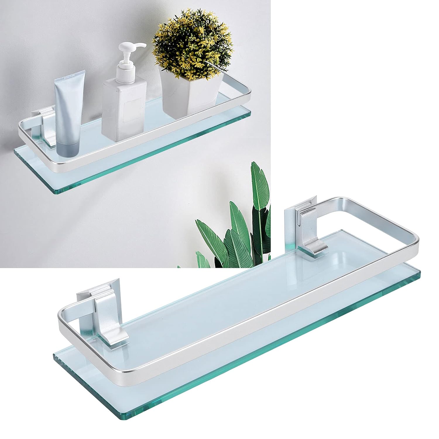 Bathroom Shelf, Portable Toilet Glass Shelf 10kg / 22lb Small with