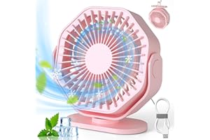 Lerat USB Desk Fan,USB Fan with 3 Speed, 5 Inches Quiet Portable Desktop Fan, 360° Rotatable Mini Table Fan with Hang Hook, USB Personal Fan for Bedroom Home Office Travel Camping Car Summer Gift