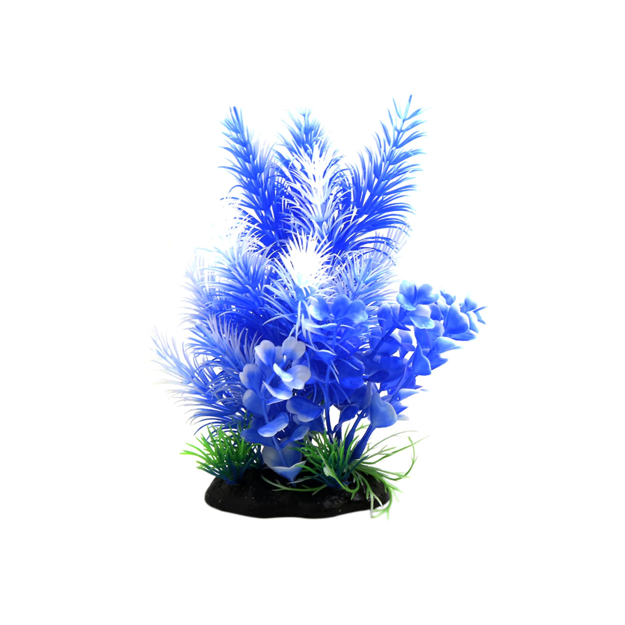 CAPASTEC Plastic Plant Ornament, Aquarium Reptiles Habitat Decor, Lifelike Plant Decorative for Terrarium for Reptiles, 5.51x 4.33x 7.48inch (White Blue)