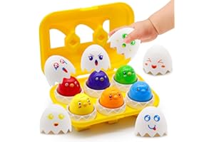 MOONTOY Easter Eggs Toy Toddler Learning Toys for 1 2 3 Year Old Girl Boy Birthday Gift Educational Montessori Matching Egg Shape Sorter Color Baby Toys 12-18 Months Easter Basket Stuffers Toy Age 1-2