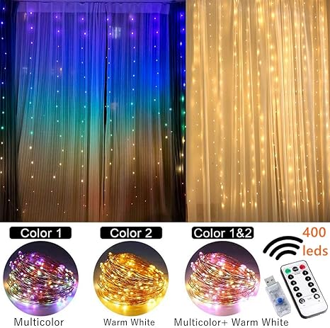 Rideau De Lumière Guirlande Lumineuse Exterieur Interieur Led Decorative Led Rideau Lumineux Blanche Bleu Rose Jaune Couleur Chambre Mariage Décor Arc