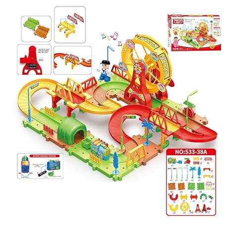 FidgetGear Train Sets with Railway Track Electric Light Music Toy for Kids 533-38A
