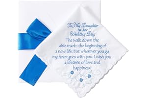 TRULIVA Wedding Handkerchief to My Daughter on Her Wedding Day Something Blue Bride Gift Embroidered Handkerchief