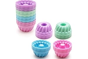 Tongjude 24 Piece Silicone Donut Mold, Non-Stick Mini Doughnut Cups, 2.5 Inch Crown Silicone Molds, Heat Resistant Bakeware for Bagel, Muffin, Jello and Cake Baking