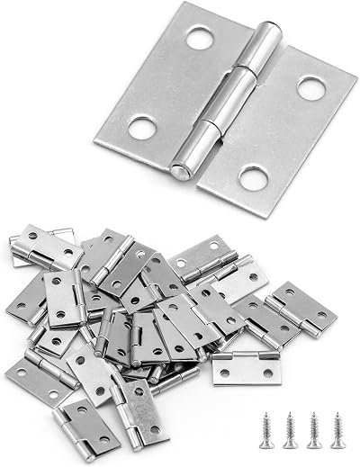 QWORK 40Pcs Mini Hinge 25mm Folding Floor Butt Hinges with 160 Screws