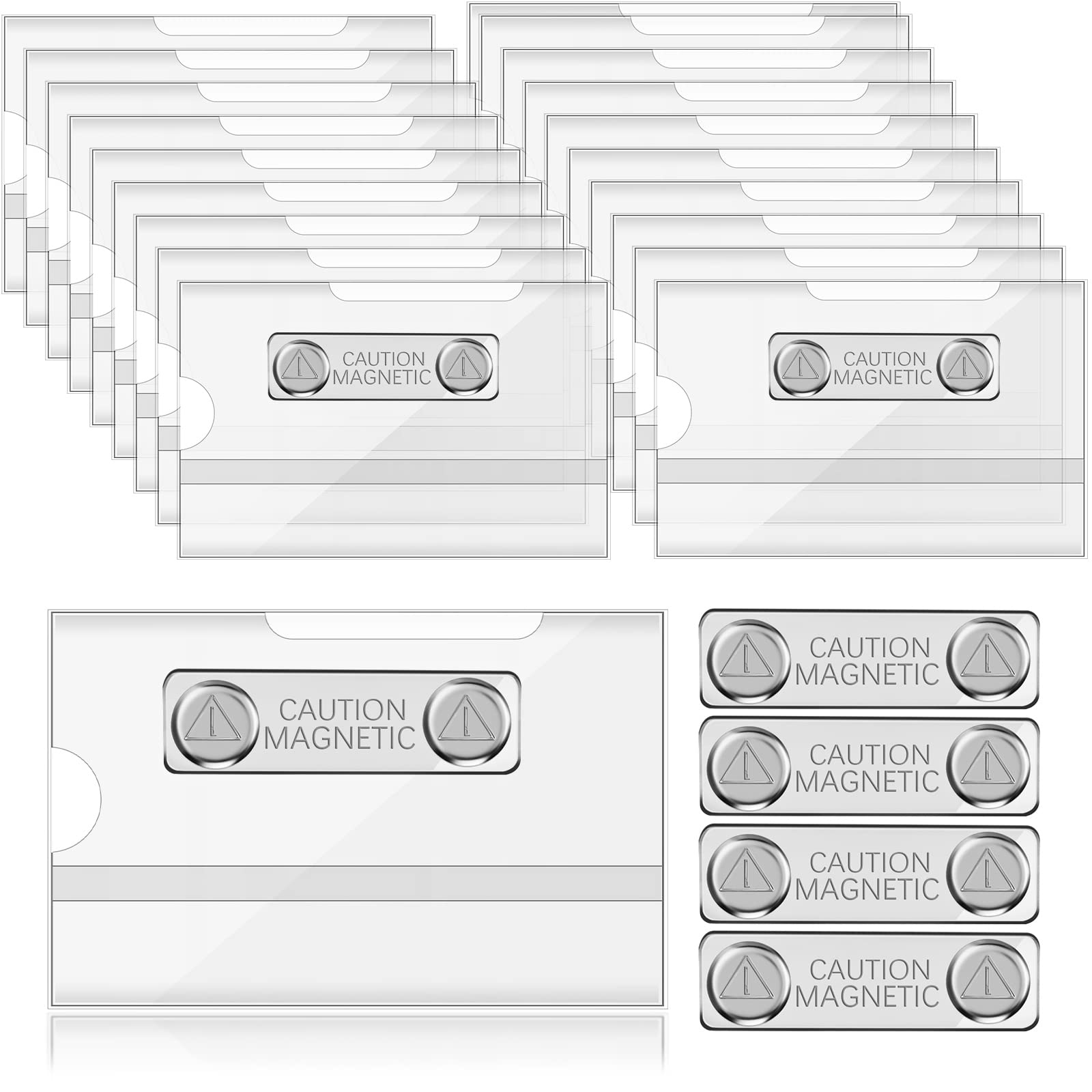 Censen Magnetic Name Badge Holder Magnet Name Tags Identification Card Holder 3.5 x 2.1 Inch Name Badge with Magnetic for Schools Colleges and Corporate Conference (20 Pcs), Clear