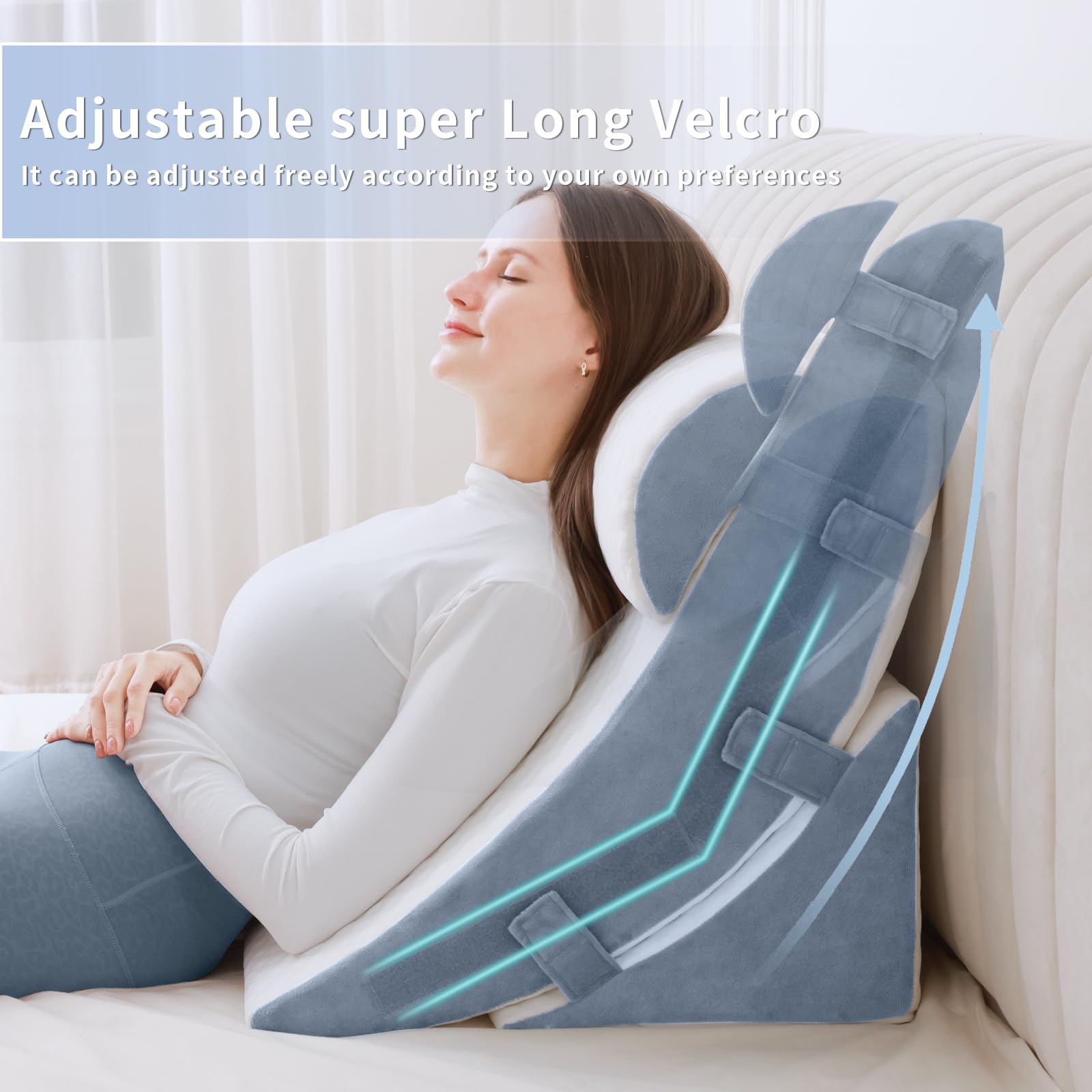 SlumbayTale Bed Wedge Pillow for Sleeping, 12&18&25 Inch Adjustable Height Memory Foam Wedge Pillow for After Surgery, 12-in-1 Wedge Pillow for Acid Reflux, Snoring, Gerd, Back Pain
