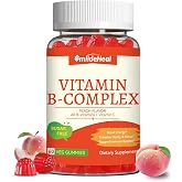 Vitamin B Complex Gummies for Women &amp; Men - All B Complex &amp; B12 - 60 Gummy | Vitamin B12, B1, B2, B3, B5, B6, B7 &amp; B9 with Vitamin C &amp; Choline - Energy &amp; Immune Support* - Vegan, Peach Flavor