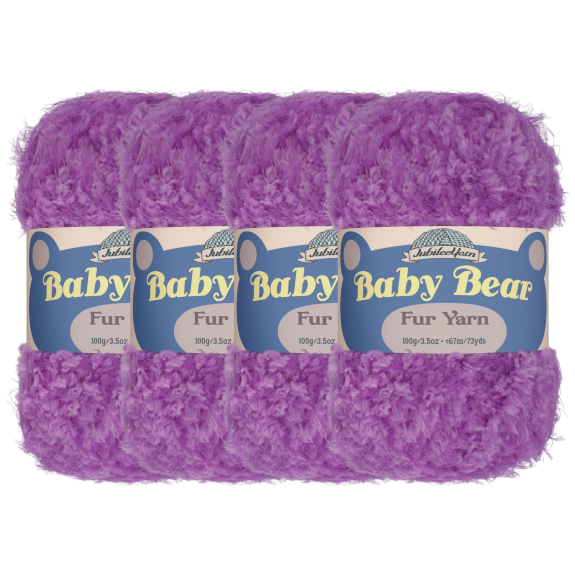 JubileeYarn Baby Bear Yarn - Chunky Weight Polyester Fur - 100g/Skein - Deep Purple - 4 Skeins — image 1