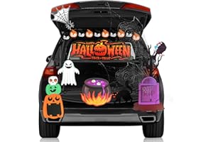 TYL&TYS Halloween Trunk or Treat Car Decorations Kit, Halloween Car Decorations with Stretch Cobweb,Trunk or Treat Kits for SUV Garage Door Wall Window Haunted House Outdoor Decor