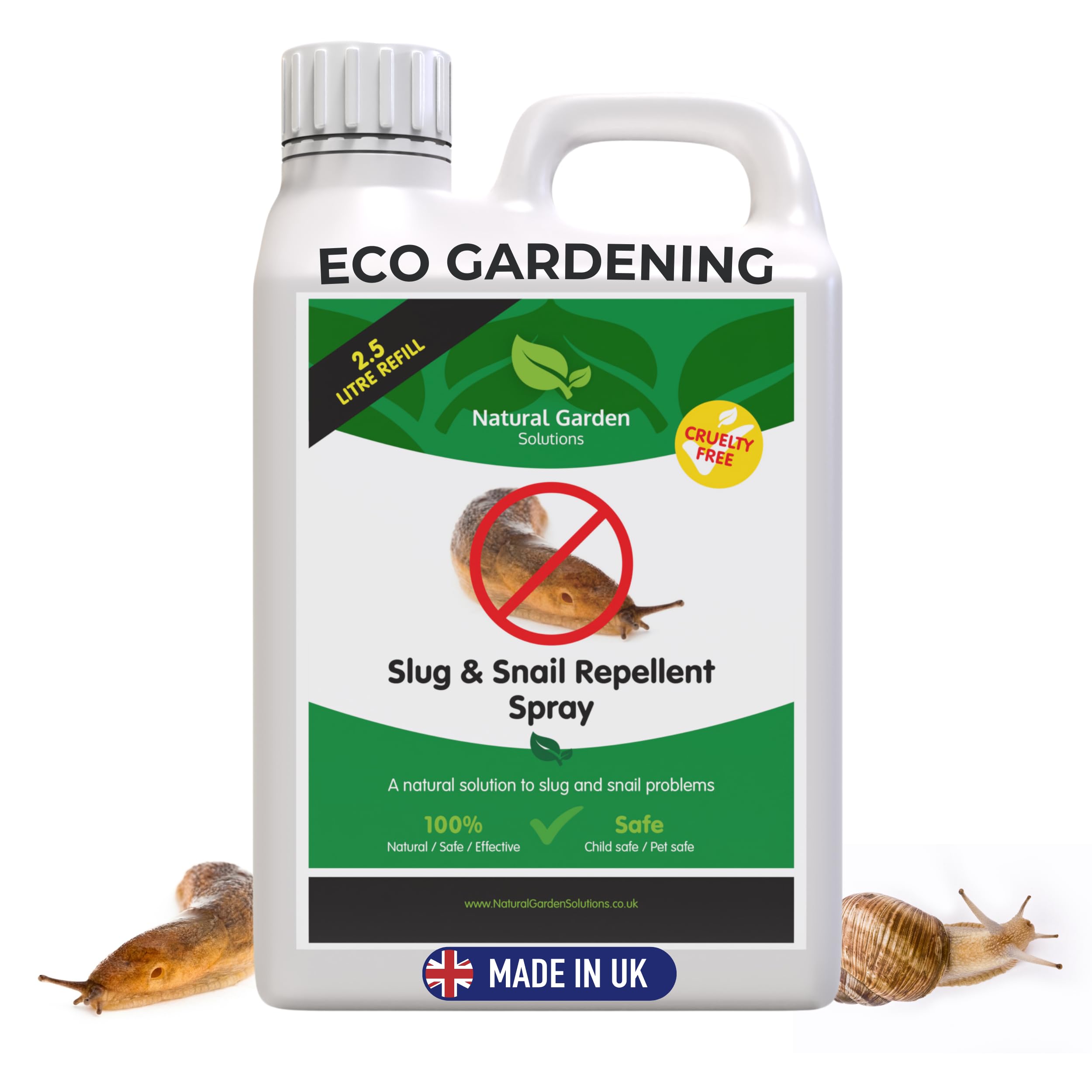 Organic Slug Snail Repellent Big Value 2.5L Refill Safe Alternative To Chemical Slug Pellets Snail Killer Stop Slugs & Snails Outdoors Indoors Pet Bird Hedgehog Safe Clove Thyme Peppermint