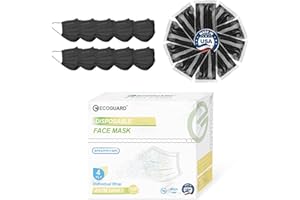EG EcoGuard Disposable Face Masks Made in USA, 4 Ply for Families, Students, Breathable All-Day Wear & Safety, FSA HSA Eligible, ASTM Level 3 Medical Grade, 100 Pack Individual Wrap, Black