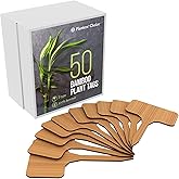 Planters' Choice 50 Bamboo Plant Labels in Gift Box (T-Type) - Wooden Plant Tags - Wood Cheese Markers