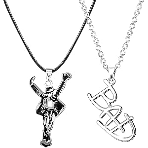 AICase for 2 Pack Michael Gifts Inspired Necklace Shirt Costume Glove Outfit cd Vinyl Poster Sticker jacket Merchandise Memor