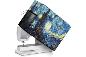 COEQINE Sewing Machine Dust Cover, Fashion Van Gogh Starry Night Sewing Manchine Dust Cover With Storage Pockets for Protective